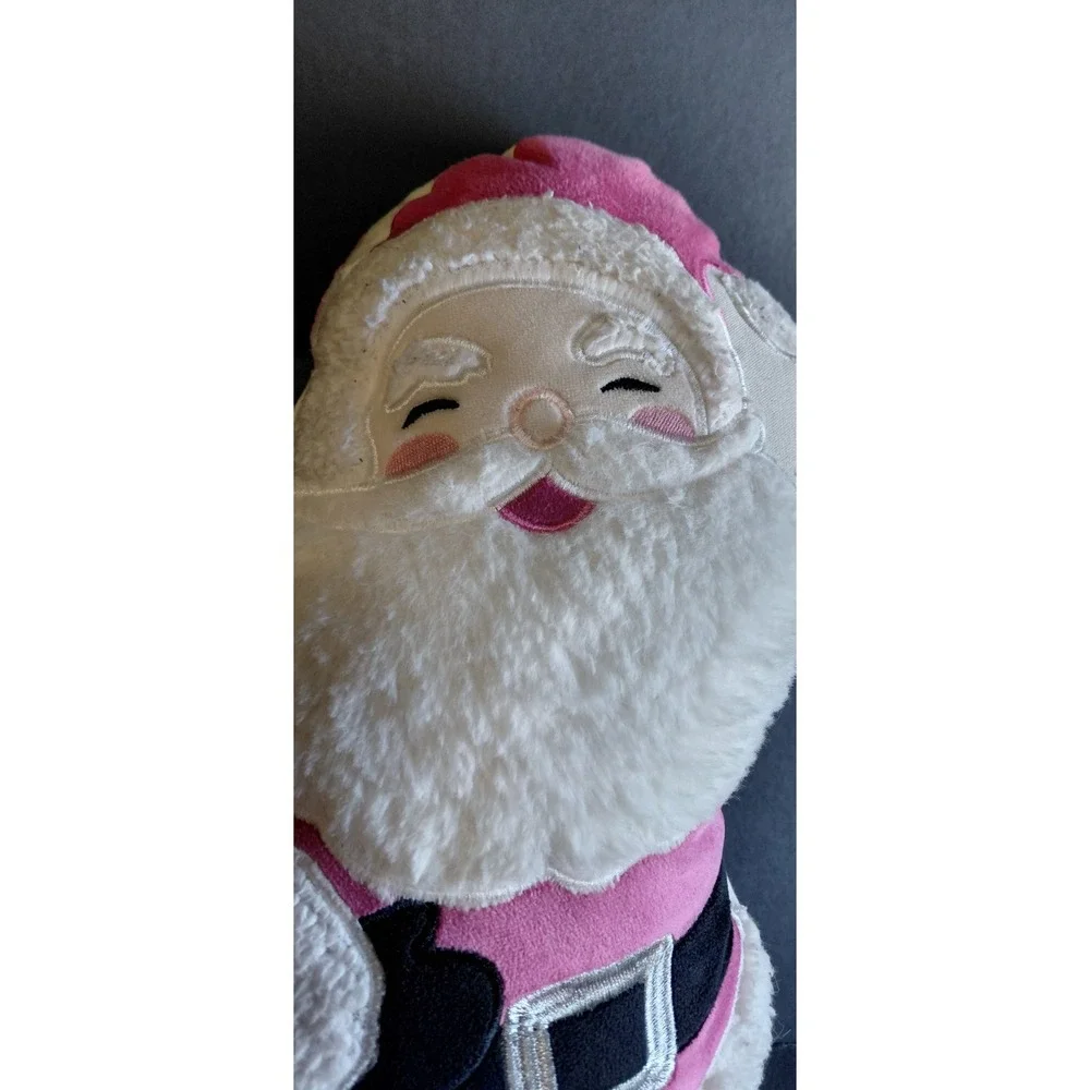 soft plush pink Santa holiday throw pillow Collectible Decor Pastel Style Sweet